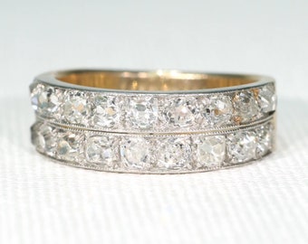 Early Art Deco Double Row Diamond Half Eternity Band Ring Size 9.25