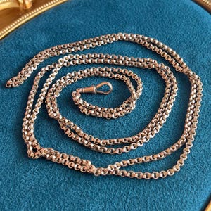 Antique Victorian 9k Gold 60” Chain c. 1880