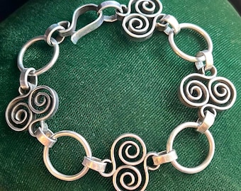 Vintage Mid-Century Modern Scandinavian Silver Spiral Link Bracelet, c. 1960