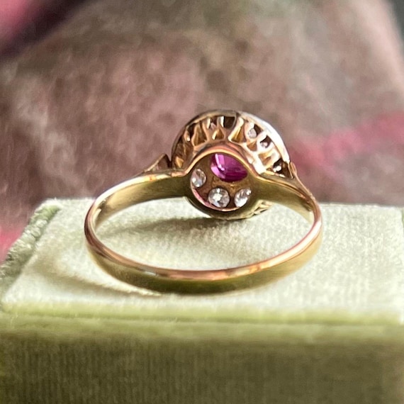 Edwardian Ruby and Diamond Cluster Ring c.1910 - image 5