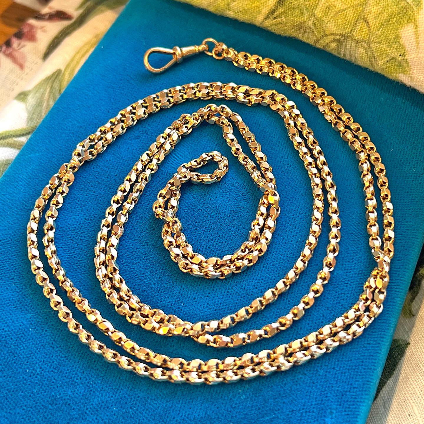 JＰG/ vintage mulch chain long necklace Antique Victorian Gold Chain Long Guard C.1890 54