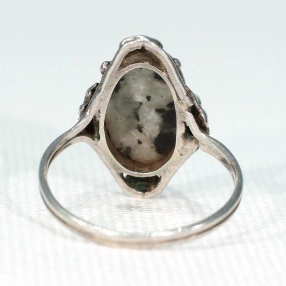 Antique Arts & Crafts Silver Granite Ring Size 5.5 - image 4