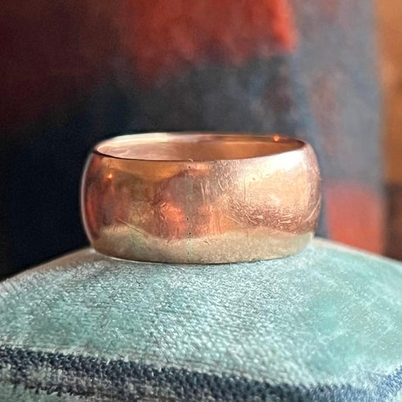 Antique Edwardian 9 Karat Gold Wedding Band, Birmingham 1918, Wide