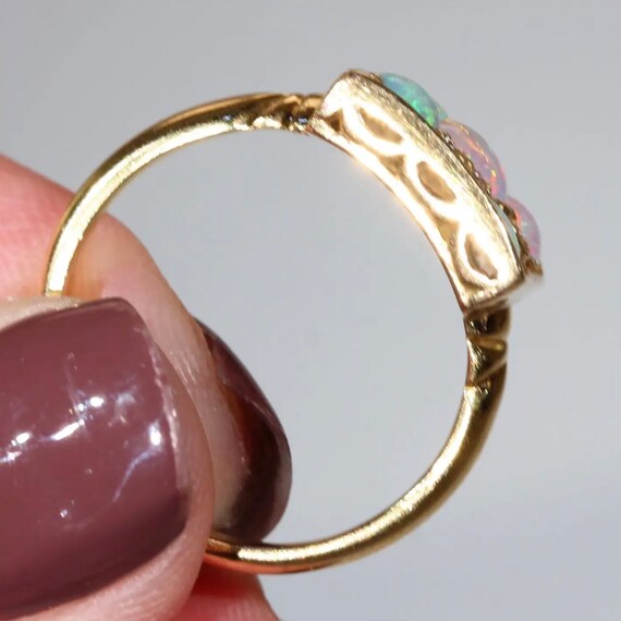 Art Deco Opal Diamond Gold Ring - image 5