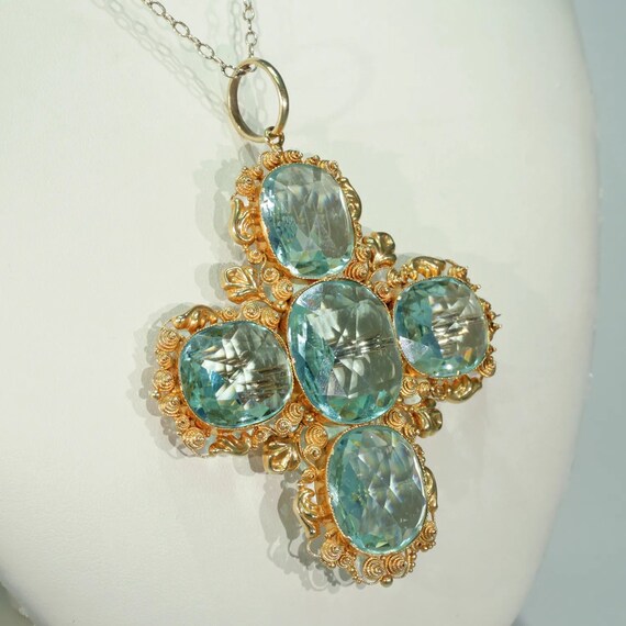 Antique Georgian Cross Paste Gold Pendant - Gem