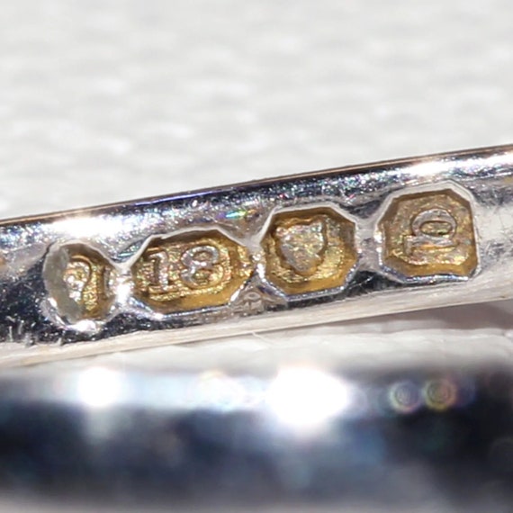 Edwardian Sapphire Diamond Ring Navette Cluster S… - image 10