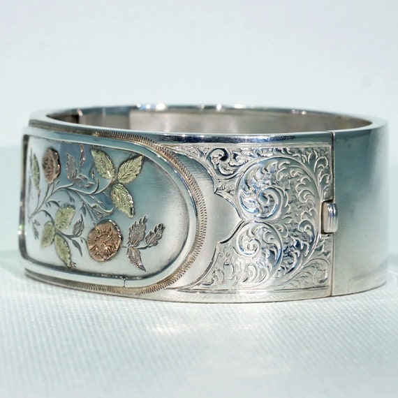 Antique Victorian Silver Bangle, Inscribed 1881 - image 2