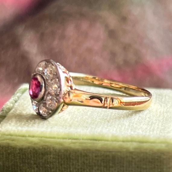 Edwardian Ruby and Diamond Cluster Ring c.1910 - image 6