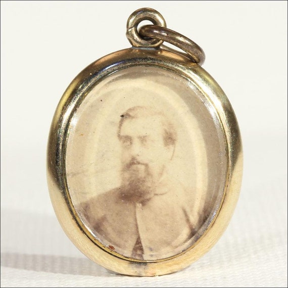 Antique Victorian Enamel Locket Backed Pendant - image 2