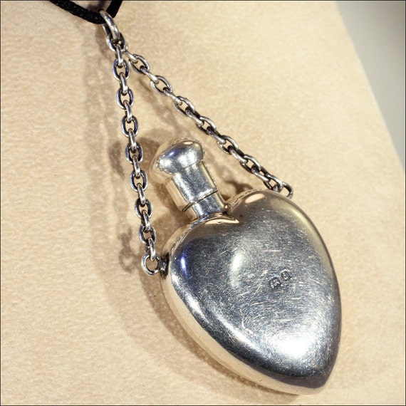Antique Sterling Silver Heart Shaped Perfume Bott… - image 4