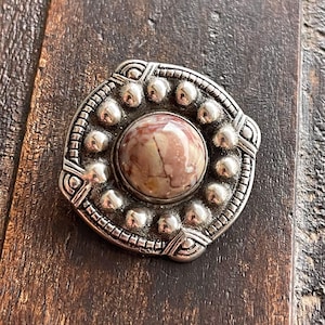 Norwegian Silver Agate Brooch by Henrik Moller, c. 1920