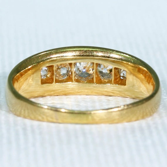Antique Edwardian 5 Stone Diamond Ring 18K Gold S… - image 4