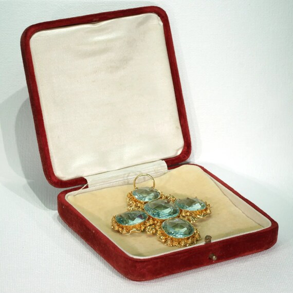Antique Georgian Cross Paste Gold Pendant - Gem