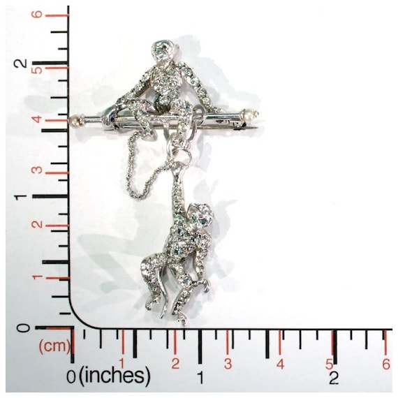 Art Deco Paste Silver Monkey Brooch - image 9