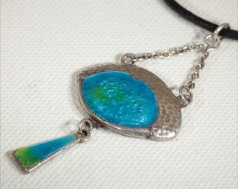 Antique Silver Arts and Crafts Enamel Pendant c.1900