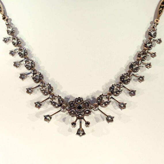 Antique Victorian Floral Design Diamond Necklace - image 3