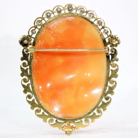 Victorian Cameo Brooch Pin 15k Gold Pearl Diamond… - image 3