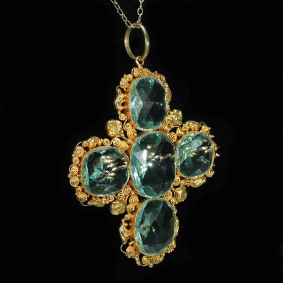 Antique Georgian Cross Paste Gold Pendant - Gem
