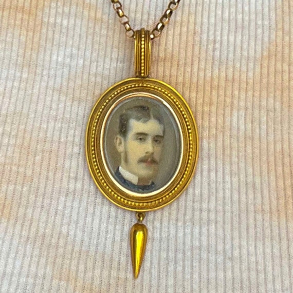 Victorian Portrait Miniature Frame Pendant 15k Gol