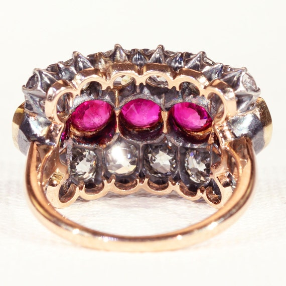 Antique Victorian Diamond and Ruby Ring Size 7.25 - image 4
