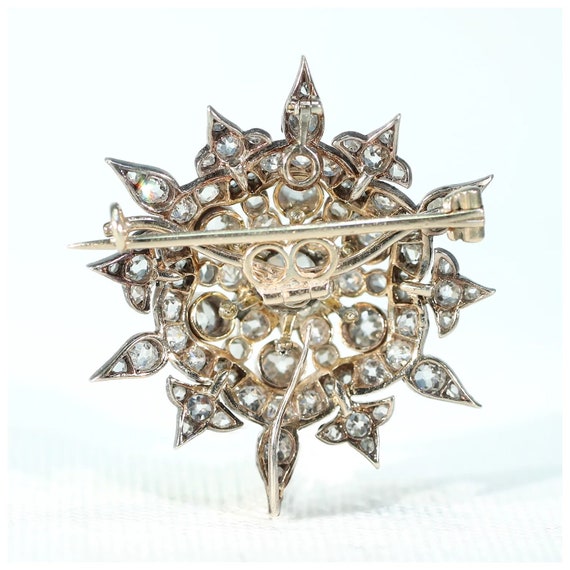 Victorian Starburst Diamond Pendant Brooch 3cttw … - image 3