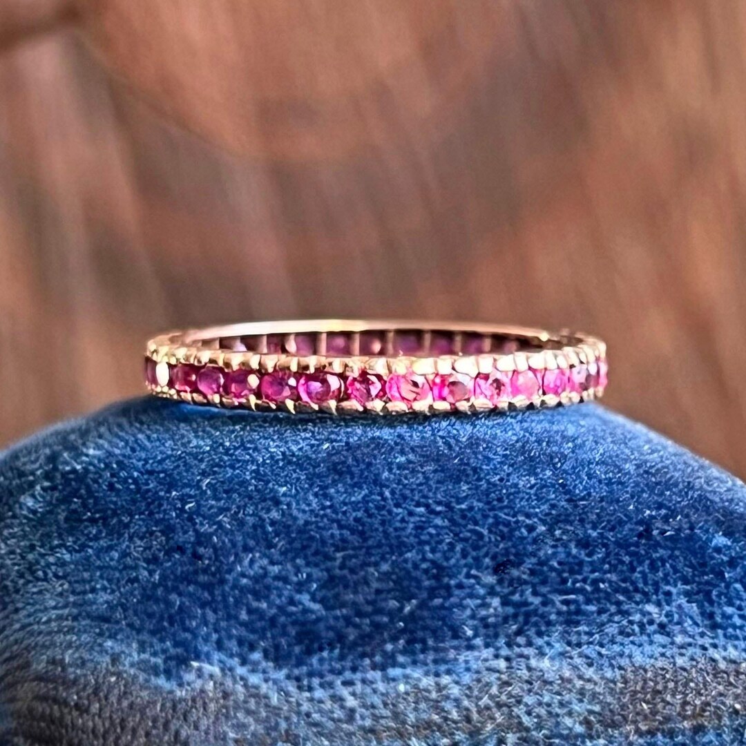 Vintage Gold Ruby Eternity Band Ring - Etsy