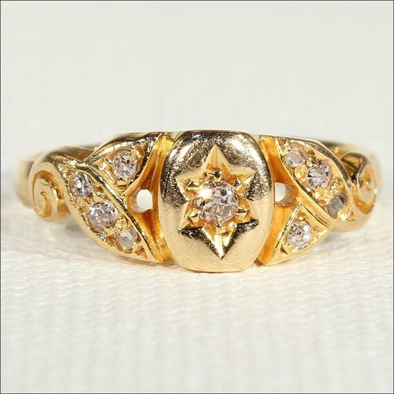 Antique Edwardian Diamond Ring in 18k Gold, Engage