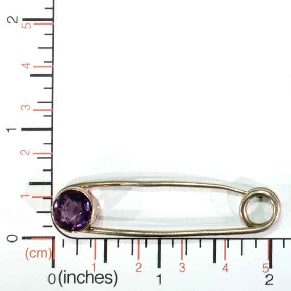 Antique Rose Gold Faceted Amethyst Safety Pin - image 7