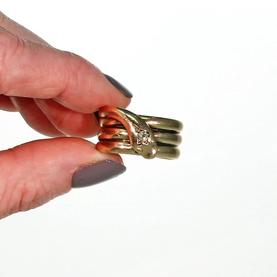 Extra Wide Antique Diamond Snake Ring 9k Gold Siz… - image 6