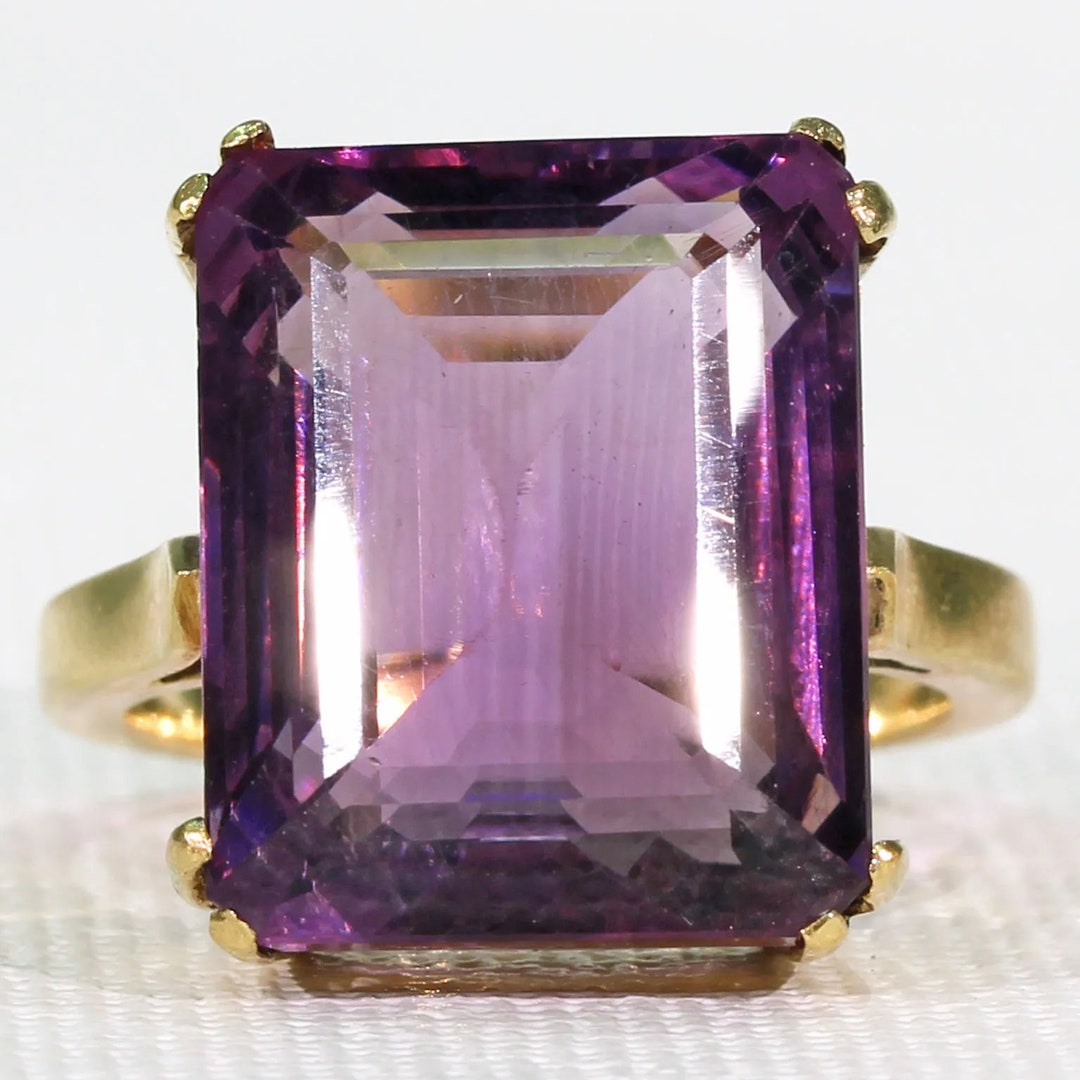 Vintage Amethyst Gold Cocktail Ring 16ct Size 7.5 - Etsy