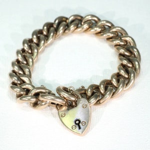 Antikes Edwardian Panzerarmband mit Herzschloss 9k Gold, 20cm