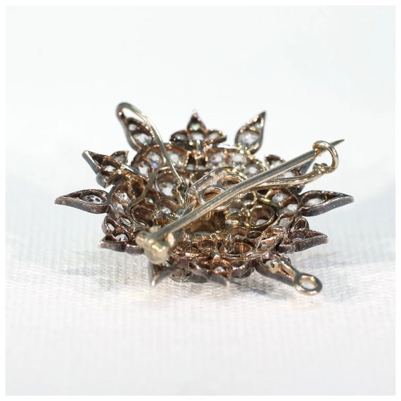 Victorian Starburst Diamond Pendant Brooch 3cttw … - image 7