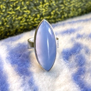 Vintage Silver and Chalcedony Ring Swedish Size 5.5