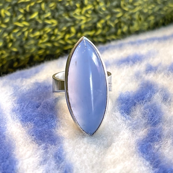 Vintage Silver and Chalcedony Ring Swedish Size 5.5