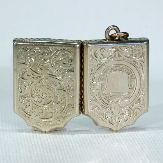 Antique Victorian 9k Gold Locket Shield Garter - image 4
