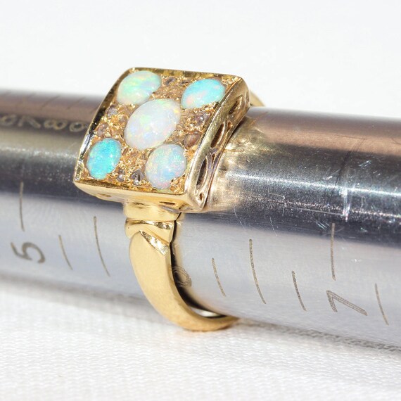 Art Deco Opal Diamond Gold Ring - image 8