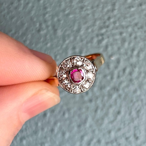Edwardian Ruby and Diamond Cluster Ring c.1910 - image 7
