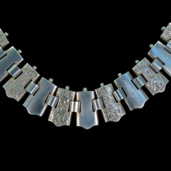 Antique Victorian Silver Collar Necklace 16" - image 4