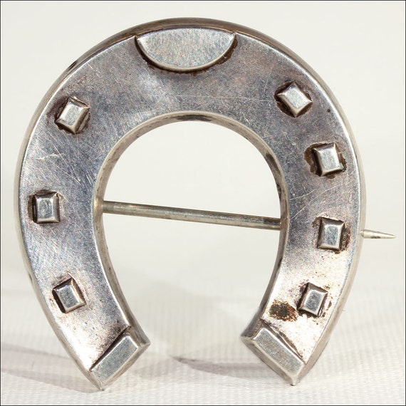 Large Silver Victorian Horseshoe Brooch, c. 1880 - image 1