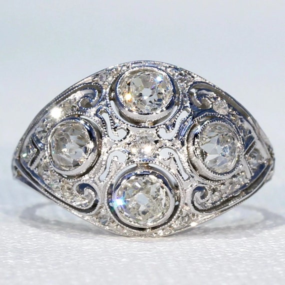 Vintage Art Deco Diamond Dome Ring in Platinum - image 1