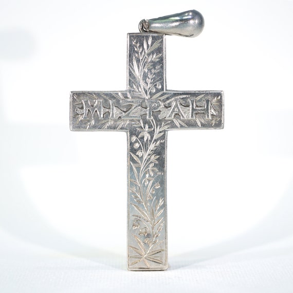 Antique Victorian Silver Engraved 'Mizpah' Cross H