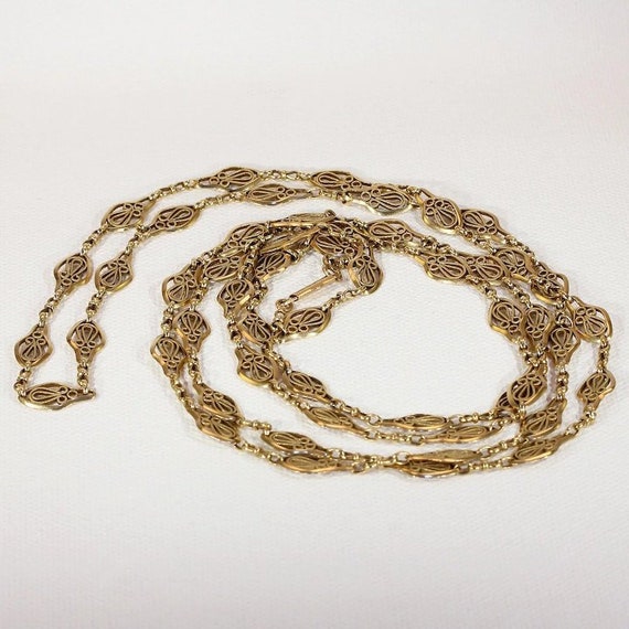 Antique French 47 inch Gold Chain Long Guard - image 4