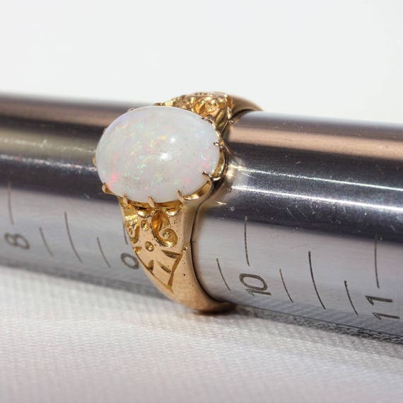 Antique Art Nouveau Opal Ring 18k Gold - image 8