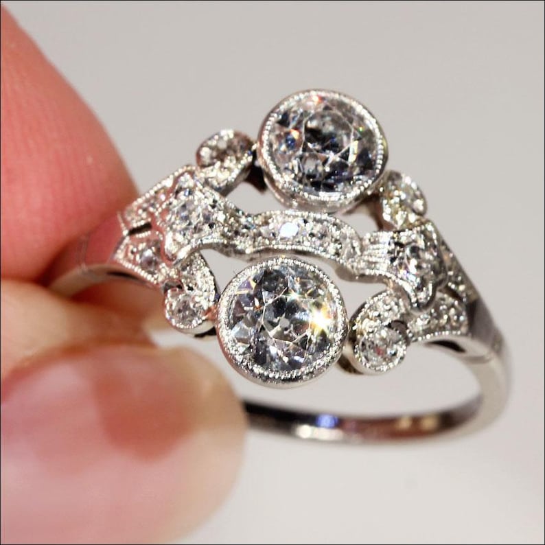 Superb Vintage Art Deco Diamond and Platinum Ring 1.15ctw - Etsy
