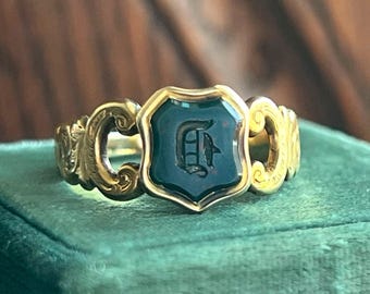 Antique Georgian Shield Bloodstone Intaglio Ring