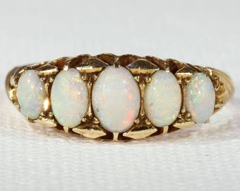 Antique Opal Gold Ring Five Stone 1905