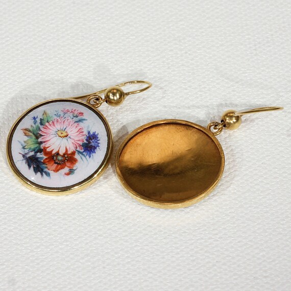 Antique Victorian Gold Enamel Flower Earrings - image 5