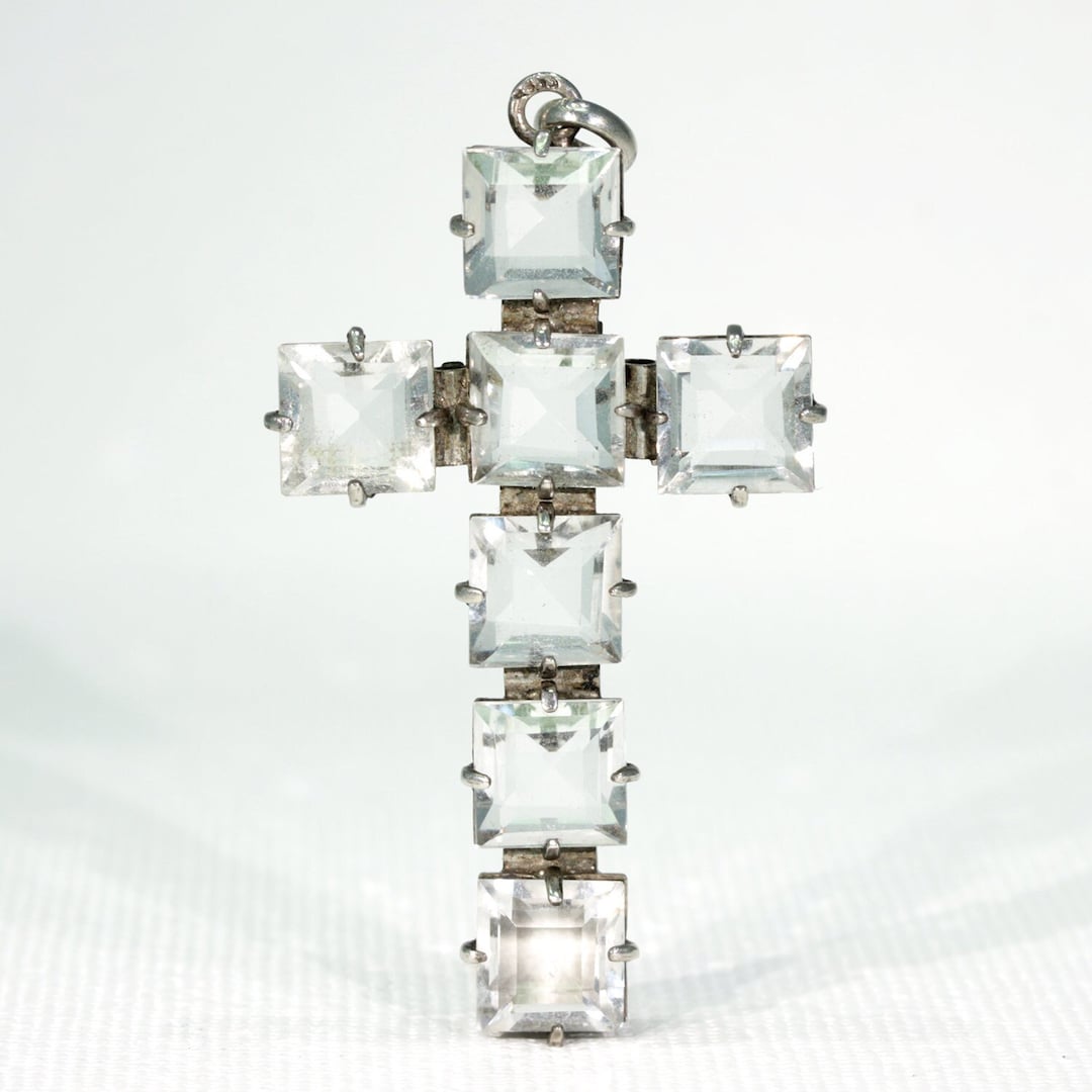 Antique Silver Art Deco Paste Cross Pendant - Etsy