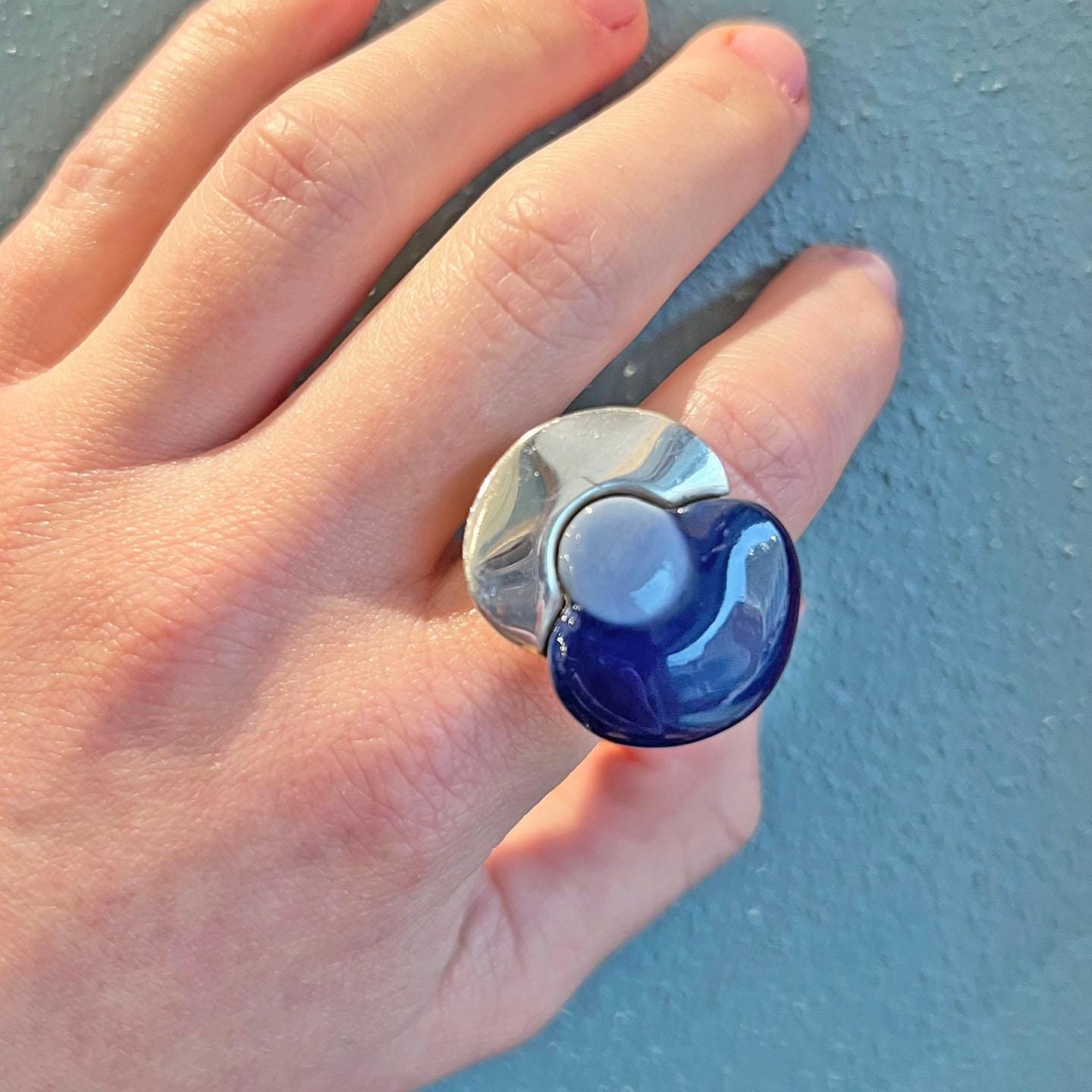 ヴィンテージ シルバー 磁器リング ロイヤルコペンハーゲン サイズ7.25