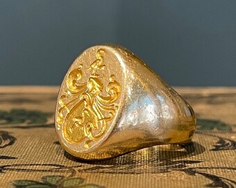 安い Larter Antique and Etsy - 7.75 Sz Ring Signet Gold Sons 指輪・リング